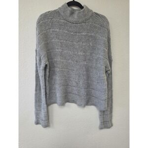 Tularosa Sweater S Grey Striped Collared Long Sleeve Pullover Women Top